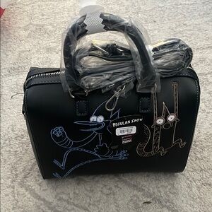 Cartoon Network Black Satchel with Blue and Brown Characters